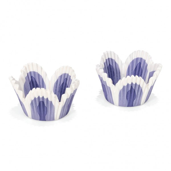 Cupcake-Papierförmchen Blumen blau weiß 48 Stück