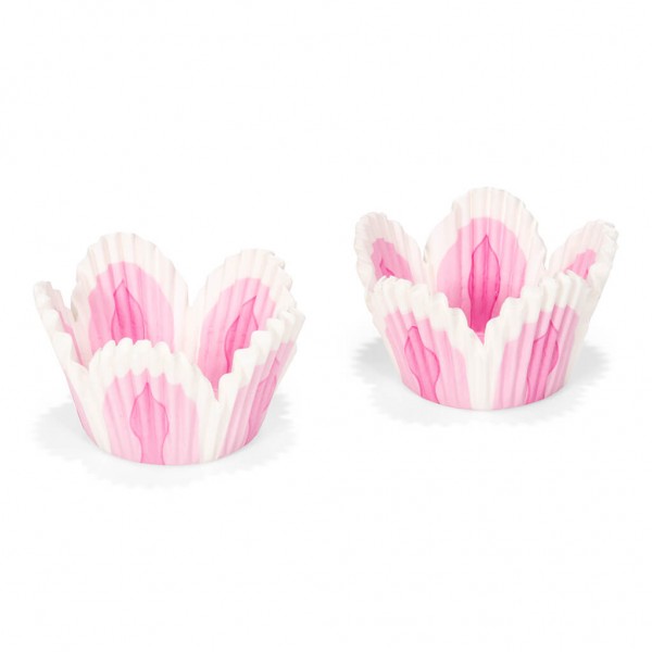Cupcake-Papierförmchen Blumen rosa weiß 48 Stück