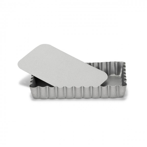 Mini-Quicheform / Tartelettform rechteckig Silver-Top mit Hebeboden 13 x 8 cm